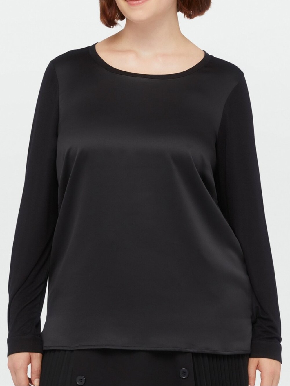 Smart Set Size Small Mixed Media Long Sleeve Black Top